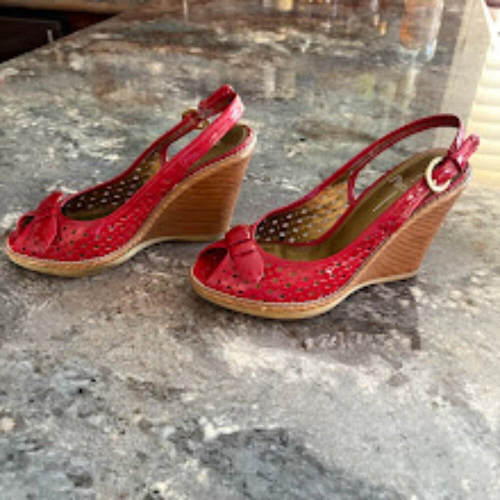 Linea Paolo Patent Leather Red Wedge